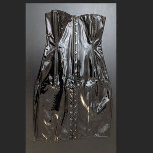 NWT Goth PU Black Corset Mini Dress Size M